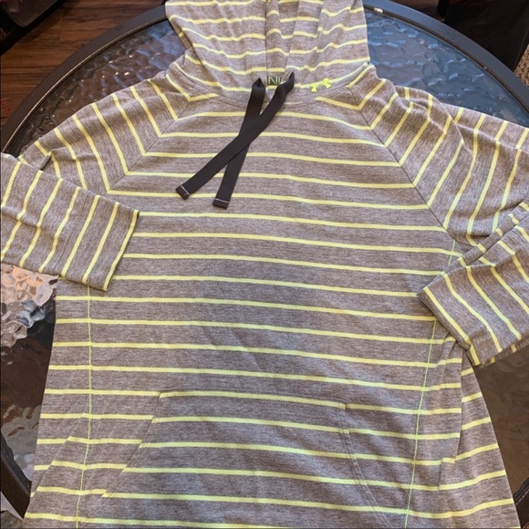 Under Armor lime green and grey stripped pullover - Picture 1 of 3